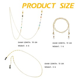 Pack of 3 Glasses Chain, Adjustable Glasses Chain, Glasses Strap, Sunglasses Chain Strap, Holder Lanyard, Anti-Lost String for Retainer, Chain Strap, Glasses Accessories Decor Connections, for Men and