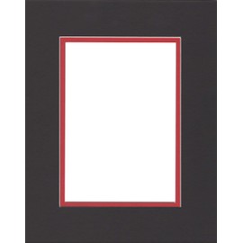 18x24 Black & Bright Red Double Picture Mats Bevel Cut for 12x18 Pictures