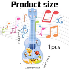 Kids Guitar, Deer Design Ukulele Toy for Children Ages 2-6, with 4 Adjustable Strings Mini Children Musical Instruments,for Early Learning, Guitar for Toddlers Beginners(21cm)
