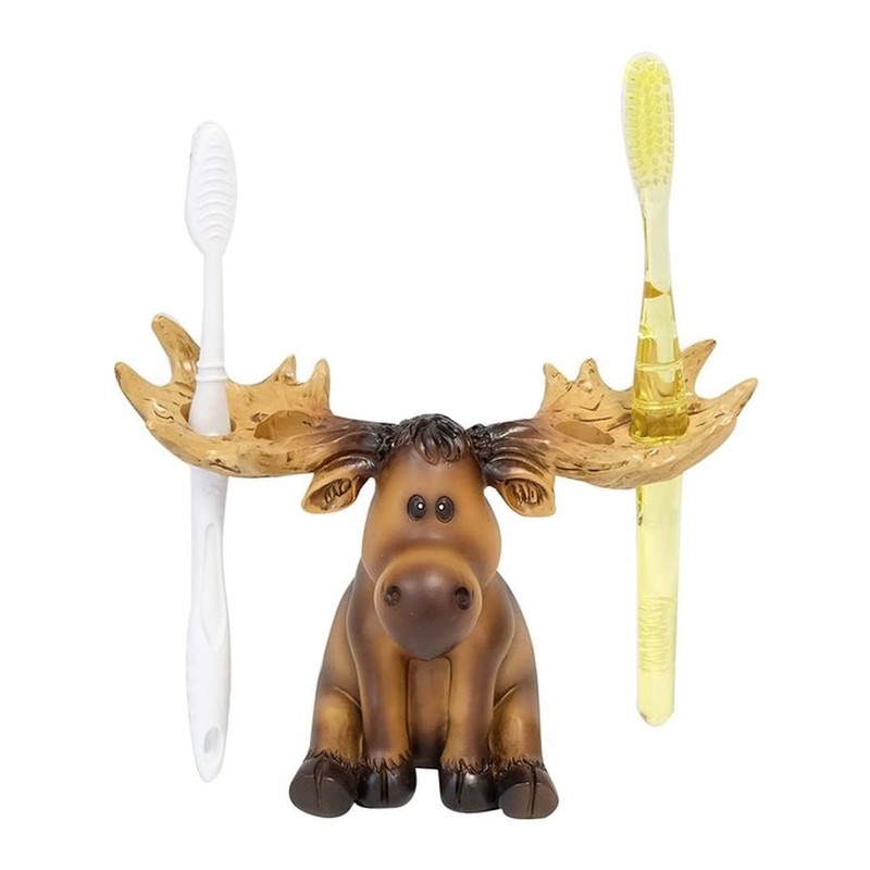 Moose with Decorative Antlers Toothbrush Holder for Cabin or Lodge
