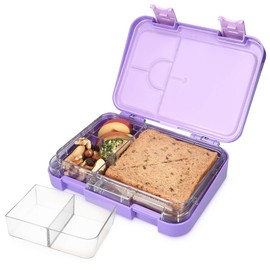 Navaris Bento Box Lunch Box - Leak-Proof with Variable Compartments - Removable Inner Tray - for Boys and Girls - Green
