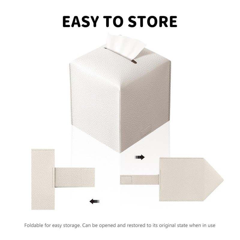wyewye Tissue Box, PU Leather Tissue Box Holder, White