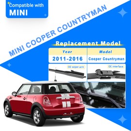 RAINTOK Windshield Wiper Blades Replacement for Mini Cooper Countryman 2011 2012 2013 2014 2015 2016 Original Factory Quality Front Rear Wipers Blade Set for My Car - 20" 19" 10" (Pack of 3)