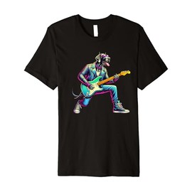 Great Dane Electric Guitar Funny Dog Rock Band Musician Pet Premium T-Shirt
