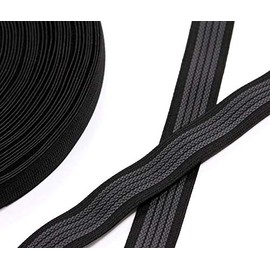 25 Yards of 1" Elastic with Gripping Rubber, Black with Gray