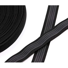 25 Yards of 1" Elastic with Gripping Rubber, Black with Gray