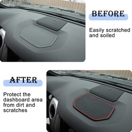 JDMCAR Upgraded Dashboard Mat Compatible with 2021 2020-2014 Toyota Tundra Accessories Silicone Material Dash Pad Liner(Red Trim)