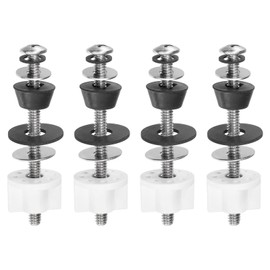 sourcing map 4 Set Toilet Seat Hinge Bolts Kit, Toilet Seat Screws Bolts Replacement, With Plastic Nuts and Rubber Washers and Stainless Washers for Fixing The Top Mount Toilet Seat