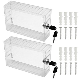 Saihisday 2 Pcs Thermostat Lock Box with Keys, Wall Mounted Acrylic Thermostat Guard Box Large Thermostat Cover with Lock Fit for All Type Wall Thermostats 6.3" x 4.5" x 2.3" or Smaller