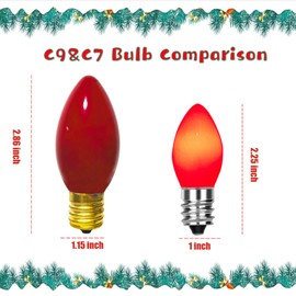 Egcol 25 Pack C9 Multicolor Replacement Bulbs, Incandescent E17 Intermediate Base Bulbs for Christmas String Lights, 7 Watt Night Lights Replacement Bulbs, 7W 120V Bulbs