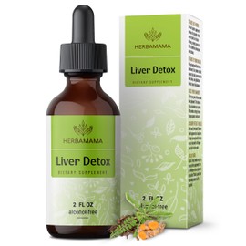 HERBAMAMA Liver Support Tincture - Vegan Liver Detox Liquid Drops with Milk Thistle, Dandelion Root & Chanca Piedra - Non-GMO, Alcohol & Sugar-Free Liquid Cleanse Supplement, 42-Day Supply