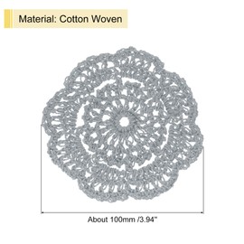 uxcell Crochet Doilies, 8Pcs 4" Cotton Woven Fabric Coasters, Lace Round Handmade Coasters with Floral Pattern for Wedding Party Decoration (Grey)