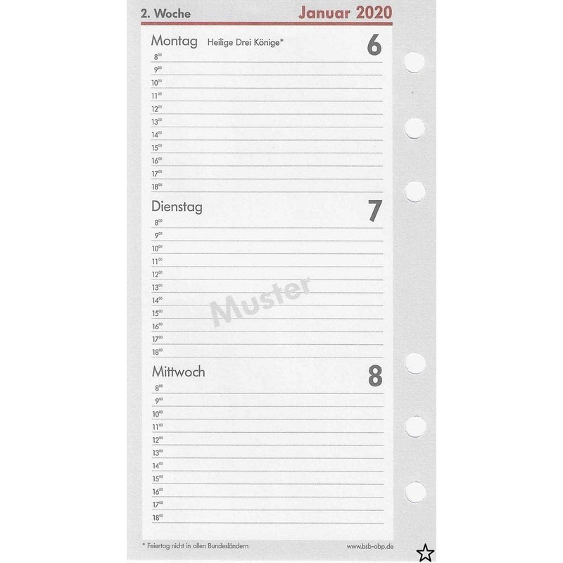 BSB calendar insert approx. A6 16.8 x 9.5 cm timer