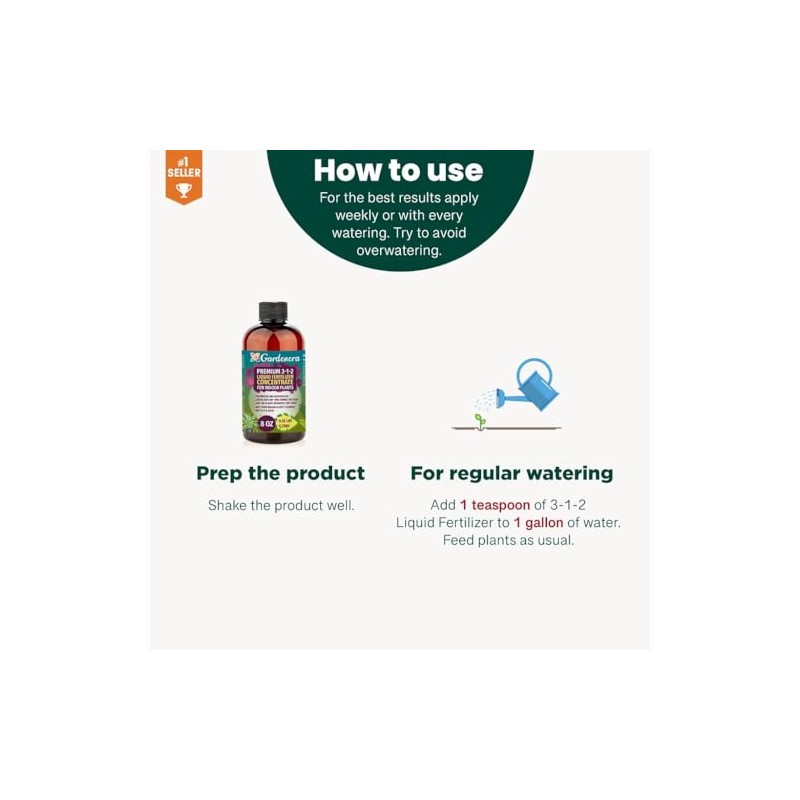 Gardenera Premium Liquid Hoya Fertilizer - 3-1-2 Concentrate for Indoor