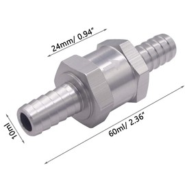 Gasea 2pcs 10mm 3/8'' One Way Aluminium Alloy Fuel Non Return Fuel Check Valve Anti-Backflow Valve