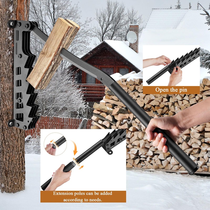 Wall Mounted Wood Splitter with Extended Handle, Manual Kindling Splitter
