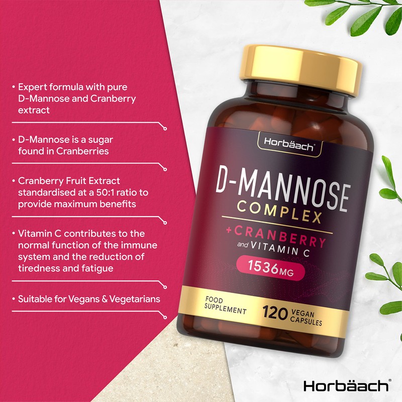 D-Mannose and Cranberry Capsules | 1536mg | Urinary Tract Infection