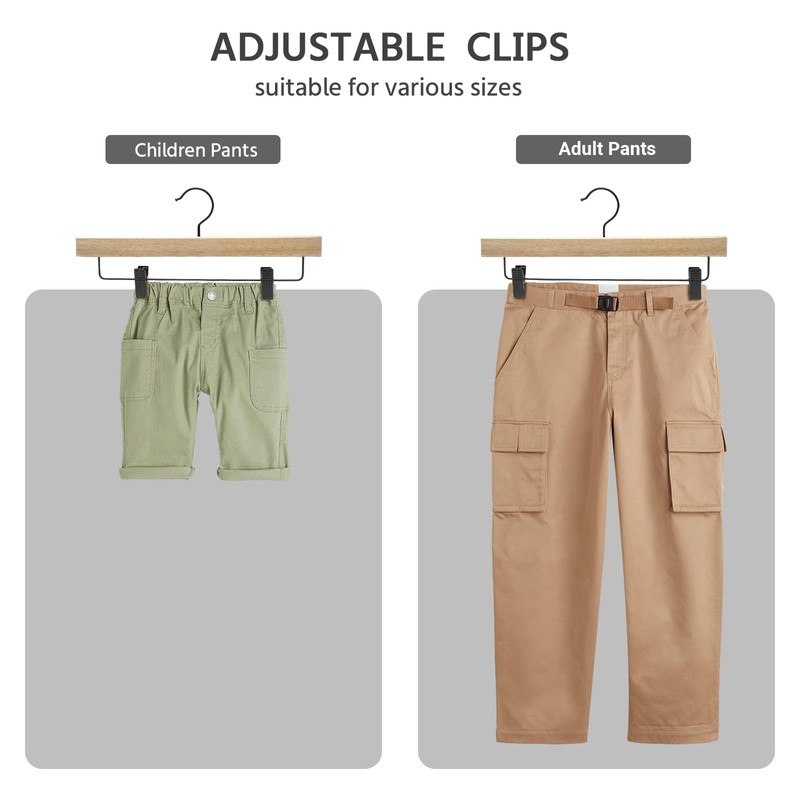 Nature Smile Deluxe Wooden Pants Hangers,Solid Rubber Wood Jeans Skirt