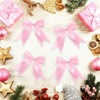30 Pcs Pink Satin Ribbon Bows, Christmas Tree Bows Wreath