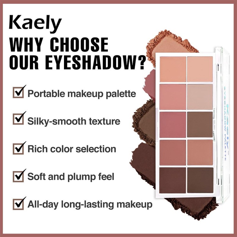 10 Eyeshadow Palette, Neutral Nude Pink Matte Eye shadow Makeup,06