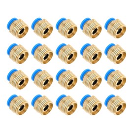 Hihaha Push to Connect Air Fittings 3/8" Male Thread Air Line Quick Connector Plastic Metal 1/2" BSPT 20 Pcs Blue Gold Tone