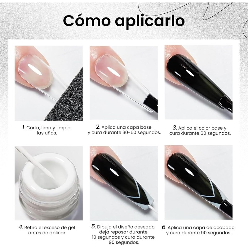 CHERIMOYA Esmalte Liner 8ml,Fino para Punta Francesa-Blanco