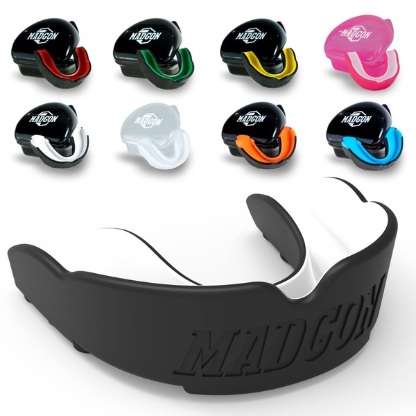 MADGON Mouthguard for Ideal Breathing and Easy to Adjust. Mouthguard in Different Shapes. for Martial Arts, MMA, Boxing, Kickboxing, Hockey - Adults