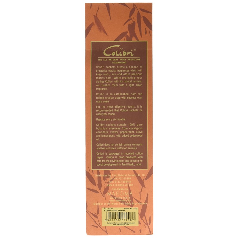 Colibri Natural Anti-Moth Sachets with Cedarwood (5)