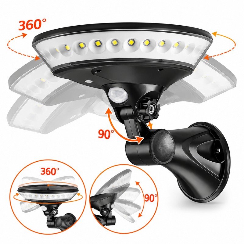 Solar Motion Sensor Wall Light for Outdoor Lighting – 360°