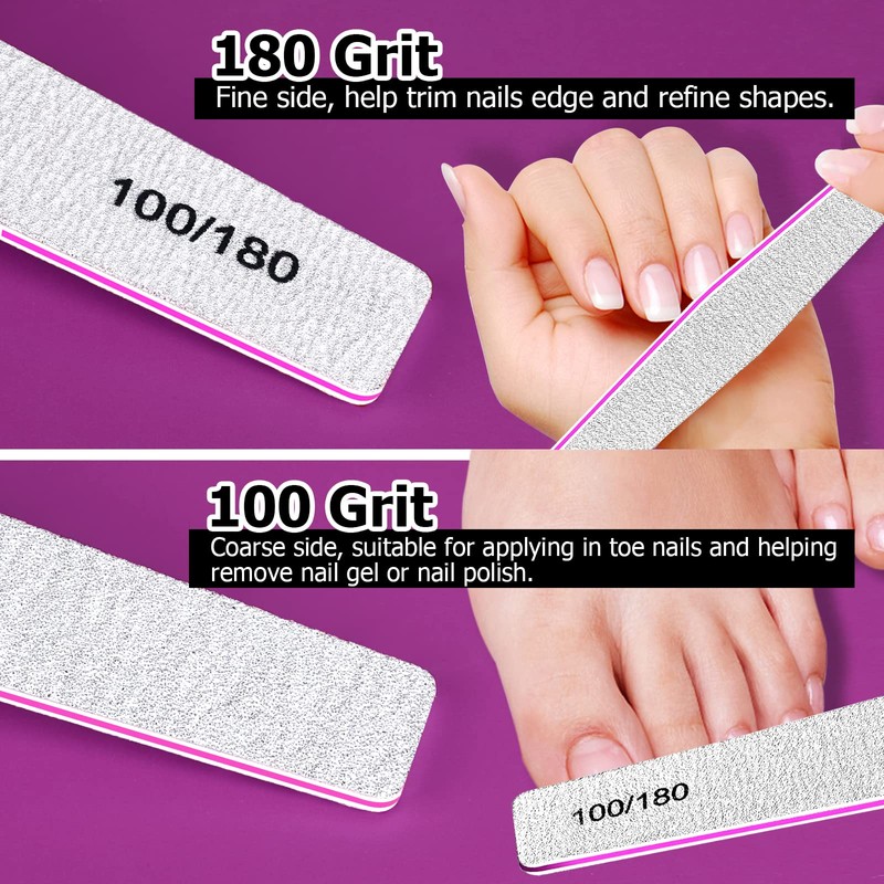 Nail Files Set, FANDAMEI 15pcs 100/180 Grit Professional Nail Boards