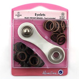 Hemline Hangsell Eyelets Starter 15 Pieces Kit, Bronze