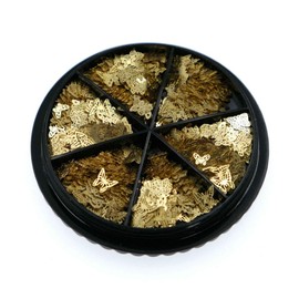 Aysekone 1 Boxed 6 Grids Gold Metallic Butterfly Nail Decals Metal Butterfly Nail Stickers Hollowed Butterfly Nail Studs Nail Slices Nail Tip Decorations