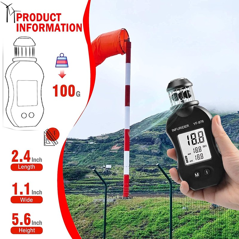 INFURIDER Digital Anemometer Handheld,Wind Speed Meter Gauge for Wind Velocity