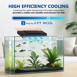 BAOSHISHAN Aquarium Chiller Fan, Powerful Fish Tank Cooler with Light, Adjustable Wind Speed & Brightness, Super Quite Fan for Axolotl Coral Fish Tank