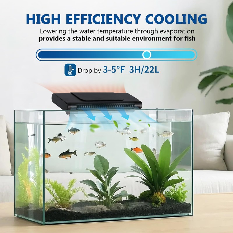 BAOSHISHAN Aquarium Chiller Fan, Powerful Fish Tank Cooler with Light,