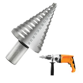 Step Drill, Peeling Drill 5-35 mm, HSS Stainless Steel, 15 Steps Cone Drill, Titanium Coated, Precise Drilling for Metal, Wood, Brass, Plastic, High-Quality Taper Drill, Silver