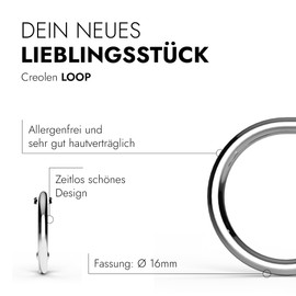 TIABELLE Hoop Earrings Loop Made of Titanium – Earrings for Women – Allergy-Free & Skin-Friendly – Handmade in Germany (16 mm Diameter and 18 mm Diameter), Titanium