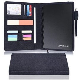 Folio Cover Compatible with Rocketbook, Portfolio Organizer, Waterproof Fabric, Multifunctional Organizer with Pen Loop, Business Card Holder, fits A5 Size Notebook, 8.8" x 6" inch, (Black)
