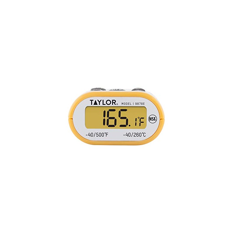 Taylor Termómetro Digital Compacto Impermeable, LCD Retroiluminado Ámbar, HOLD
