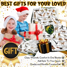 Buyyet Dinosaur Flannel Blanket for Boy Girl Dino Unique Gift Dino Room Decor Throw Blanket for Teen Kid for Couch Bed,Educational Blanket for Kids,Jurassic Dinosaur Lover Fan Gift 40''x 50'' for Kid