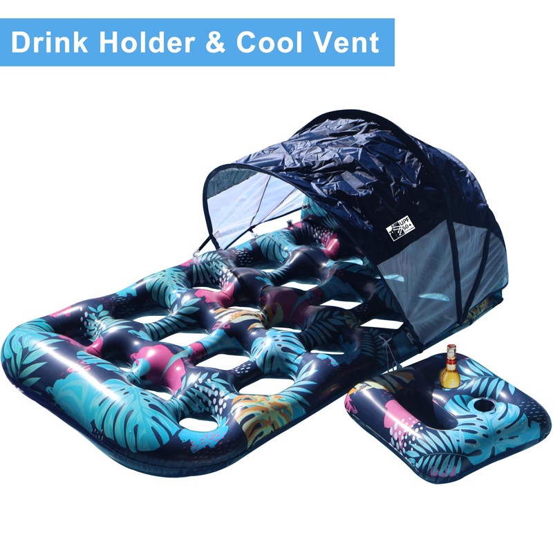 COOLCOOLDEE Inflatable Pool Float with UPF 50+ Sunshade Canopy,Extra Large