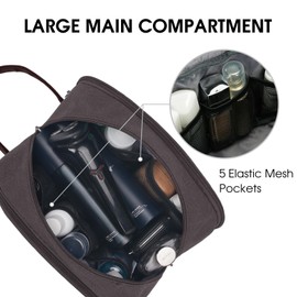 WANDF Travel Toiletry Bag for Men Large Toiletries Shaving Bag Water Resistant Hanging Dopp Kit Travel Accessories Bag for Women Men (Taupe)