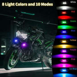 CARFIB Wireless LED Lights for Car Motorcycle with Remote Control 8 Colors Anti-Collision Strobe Warning Light USB Rechargeable Emergency Flashing Magnetic 4pcs