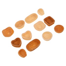 FRCOLOR 12Pcs Mini Picnic Basket Tiny Woven Rattan Baskets for Dollhouse Decor Farmhouse Aesthetic for Fairy Garden Accessories and Small Item Organization