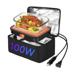 Protable Oven Food Warmer 100W, 12V/24V/110V Electric Lunch Box for Adults, Personal Microwave for Heating and Cooking Meals on Office/Travel/Car/Truck/Hotel/Home/Workplace
