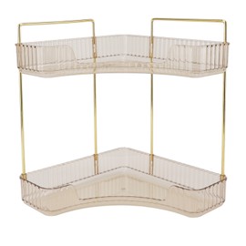 2 Tier Corner Bathroom Countertop Organizer Space Saving Easy Assembly Metal Corner Countertop Shelf for Cosmetics Skin Care Succinite