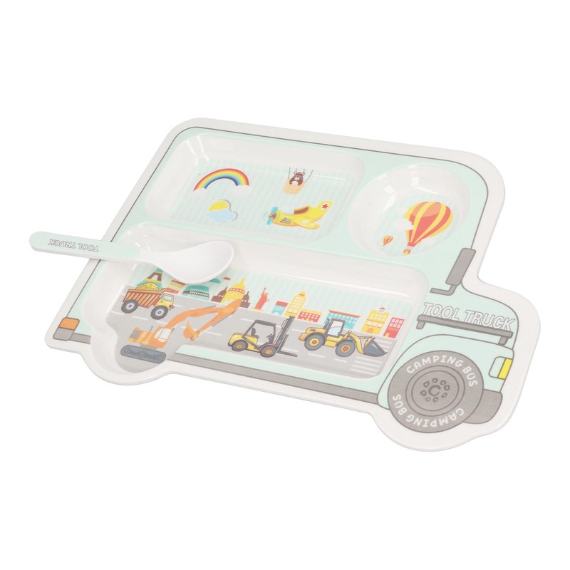 Cartoon Bamboo Toddler Plate Lovely Divided Bamboo Kids Dinnerware Set