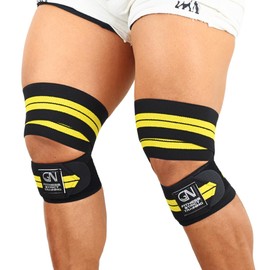 GN FITNESS Vendas Para Rodillas Gym, Wraps Para Rodilla Gym, Rodillera para Gym, Equipo de entrenamiento de pesas, Evita lesiones en tus articulaciones, Unise (Negro)
