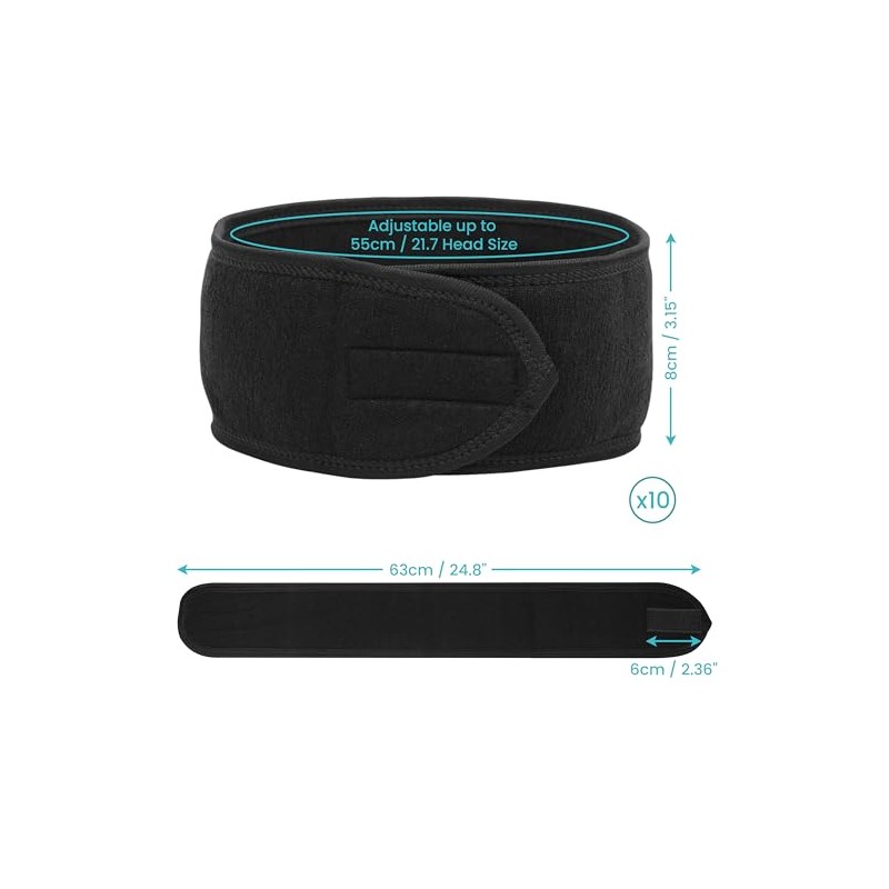 Spa Black Headband Hair Wrap Pack of 10