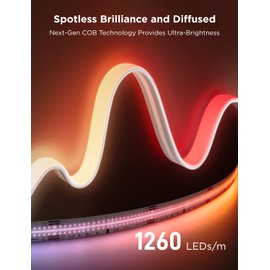 Govee COB LED Strip Light Pro, LED Lights for Bedroom Compatible with Alexa, Google Assistant and Matter, RGBICW Light with Warm White, Smart Strip Light, LED Lights for Bedroom, Color Changing, 9.8ft